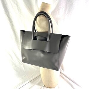 Genuine HIELEVEN Grey Leather Unitude Flap Shoulder Tote Bag